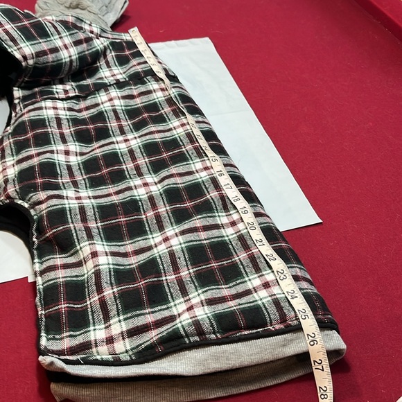 Telluride GRAY KNIT HOODED red green black plaid THICK FLEECE Dog Jacket COAT XL - Picture 7 of 11